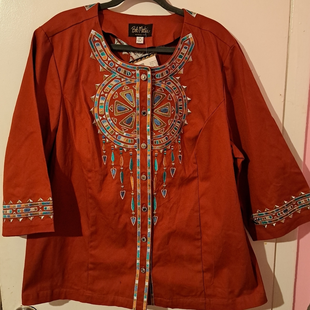 COPY - Bob Mackie size 2x Rust color3/4 sleeve jacket